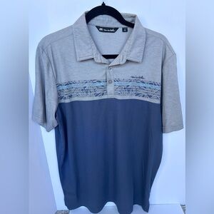Travis Mathew Polo Shirt Mens Large Navy Gray Gray Hawk Golf Club 1/4 Button